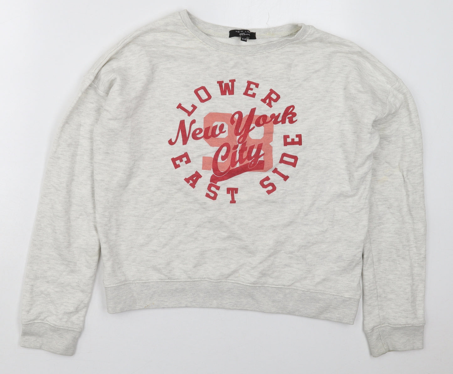 New Look Girls Grey  Cotton Pullover Sweatshirt Size 14-15 Years  Pullover - Lower East Side
