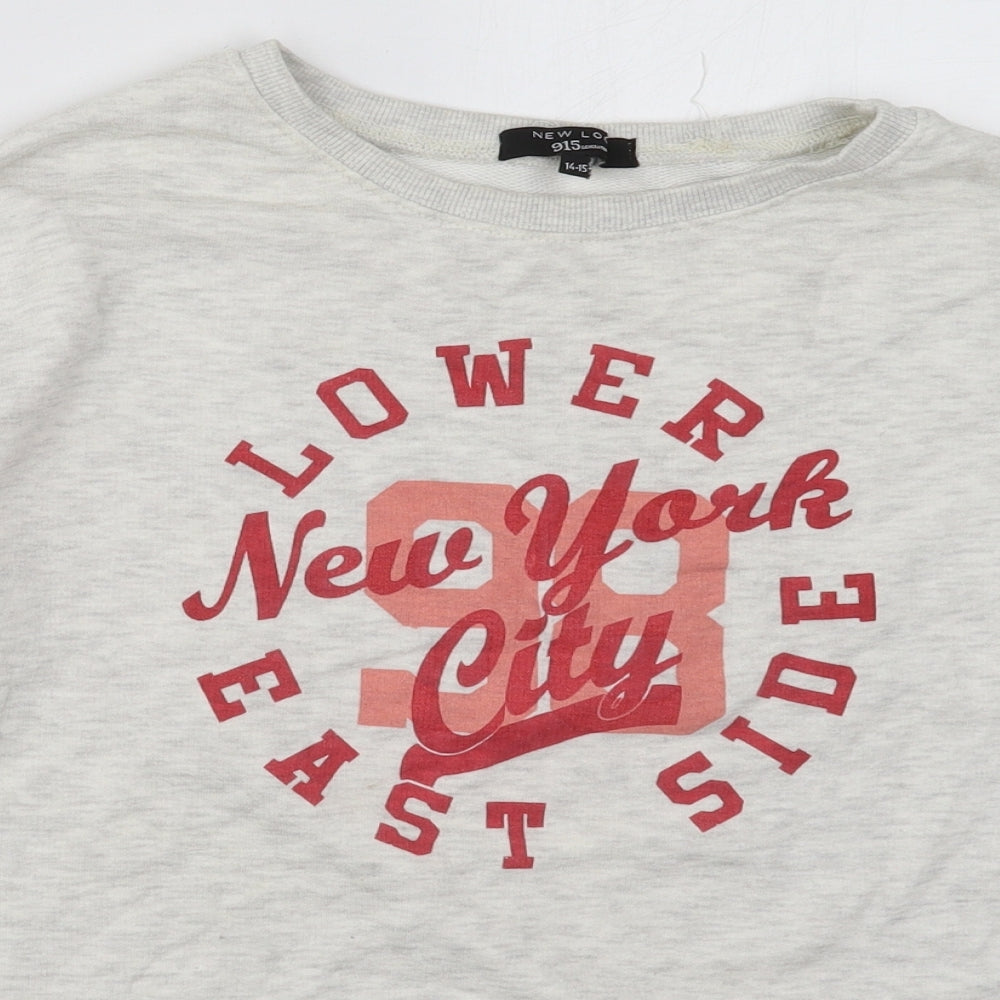 New Look Girls Grey  Cotton Pullover Sweatshirt Size 14-15 Years  Pullover - Lower East Side