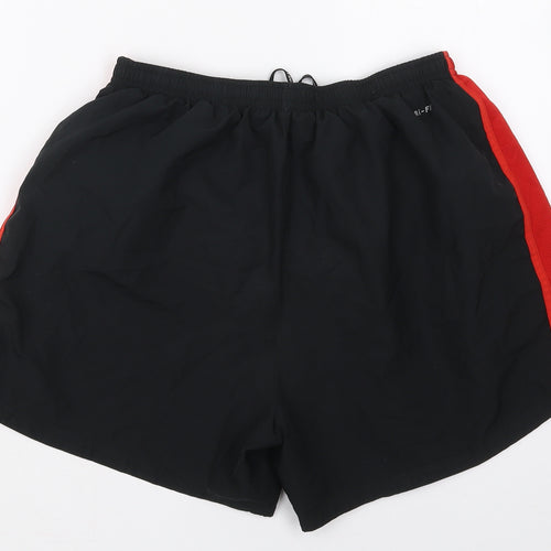 Nike Mens Black  Polyester Athletic Shorts Size L  Regular Drawstring - Red