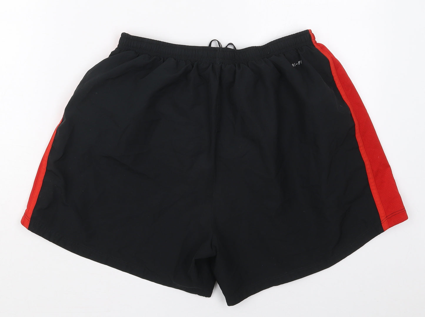 Nike Mens Black  Polyester Athletic Shorts Size L  Regular Drawstring - Red