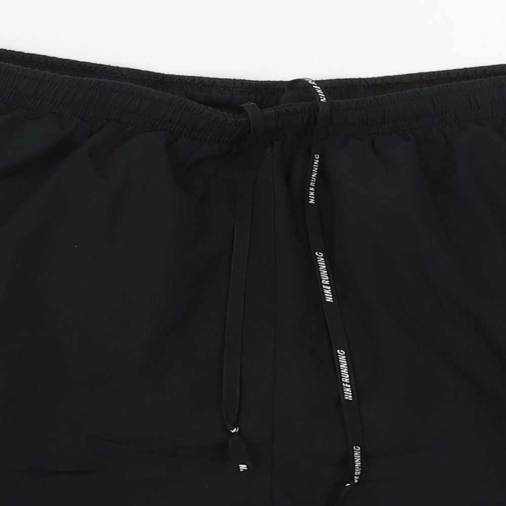 Nike Mens Black  Polyester Athletic Shorts Size L  Regular Drawstring - Red