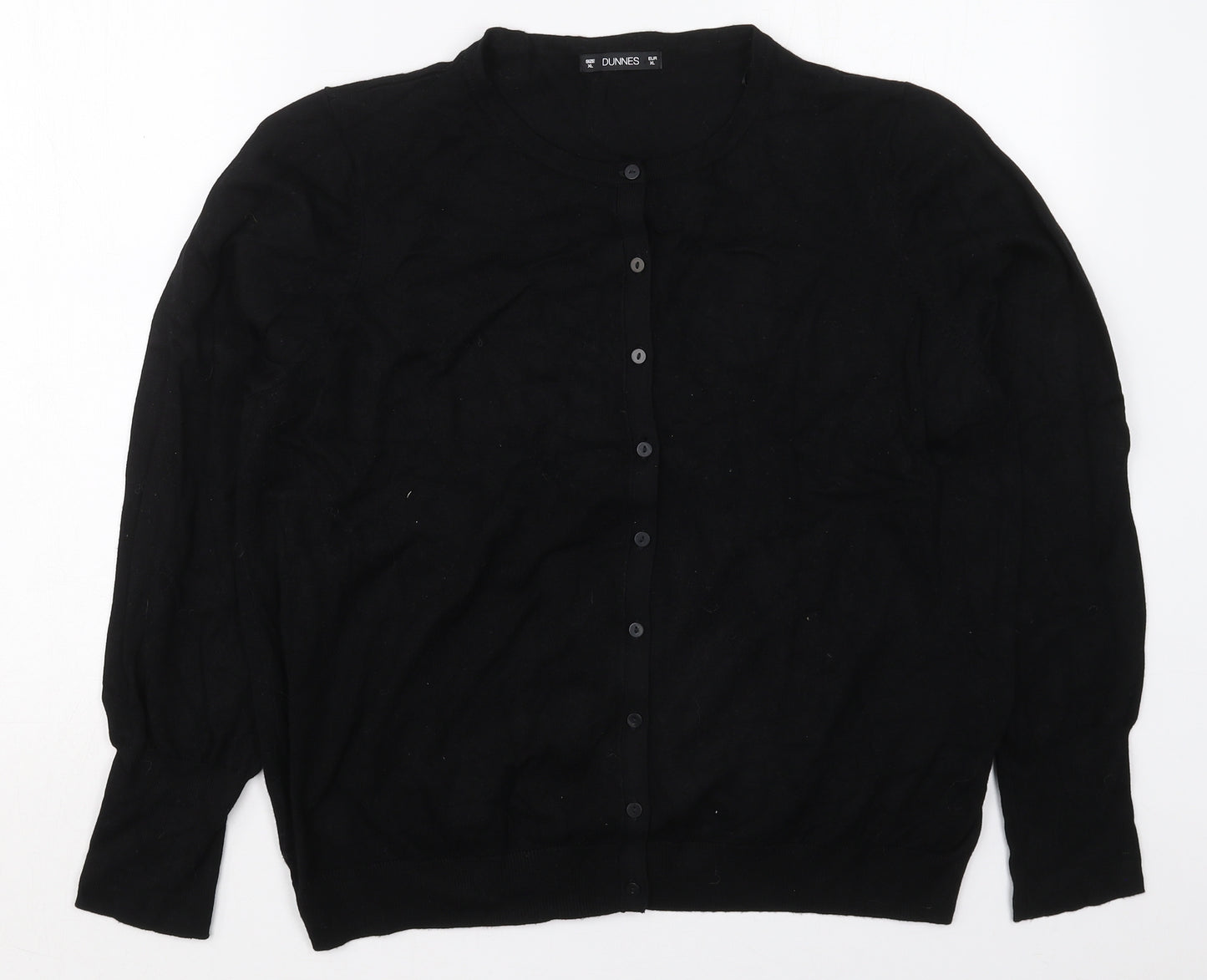 Dunnes Womens Black Crew Neck  Viscose Cardigan Jumper Size XL