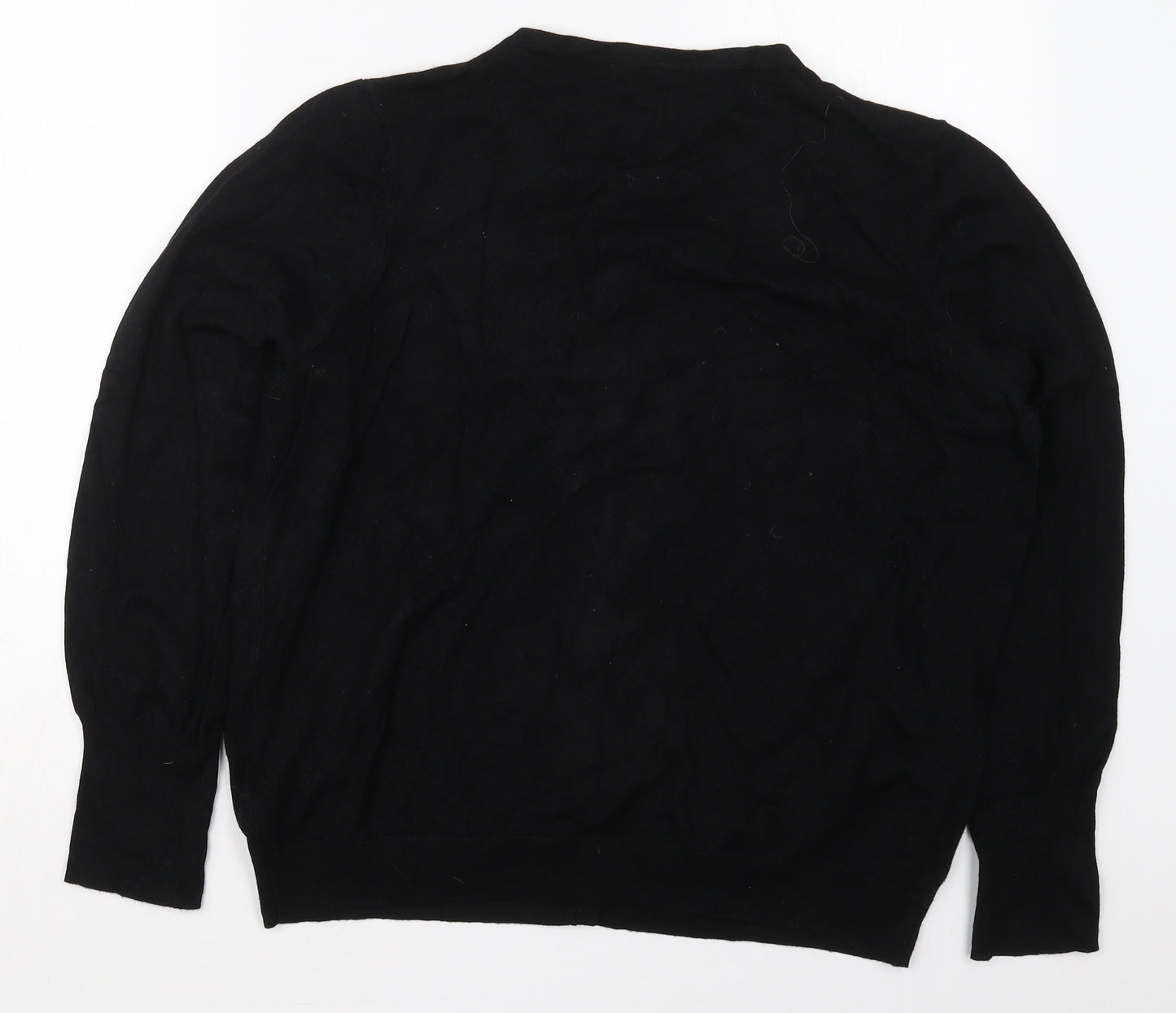 Dunnes Womens Black Crew Neck  Viscose Cardigan Jumper Size XL