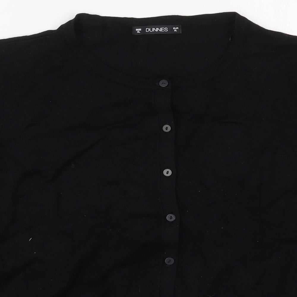 Dunnes Womens Black Crew Neck  Viscose Cardigan Jumper Size XL