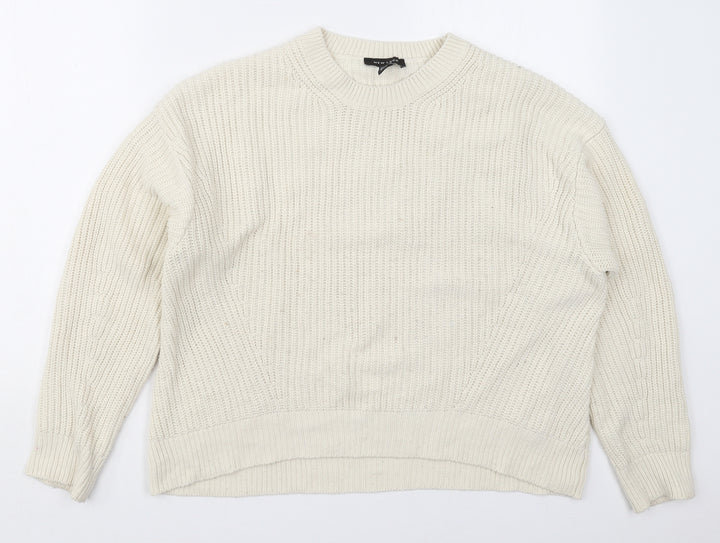 New Look Womens Ivory Crew Neck  Acrylic Pullover Jumper Size S