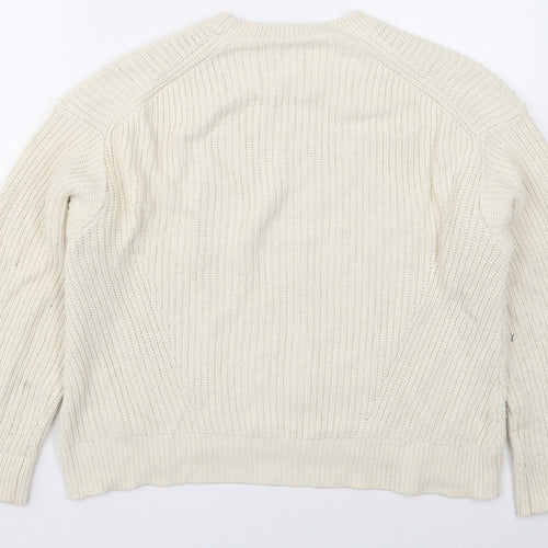 New Look Womens Ivory Crew Neck  Acrylic Pullover Jumper Size S