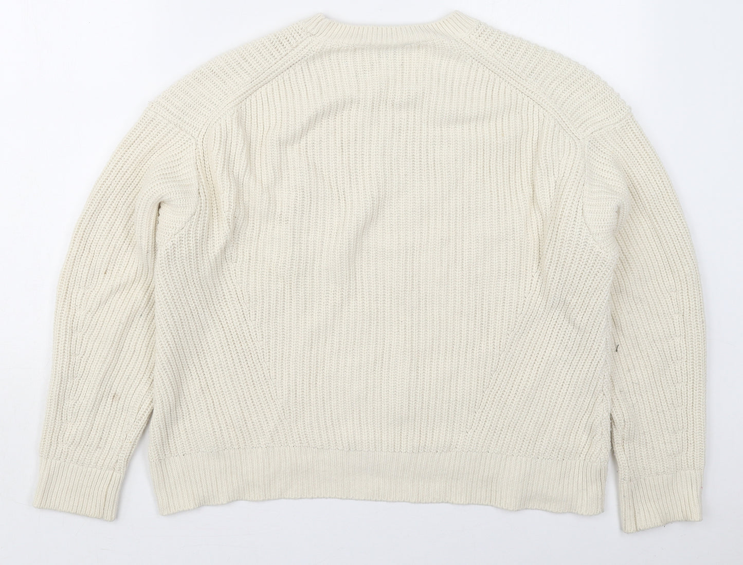 New Look Womens Ivory Crew Neck  Acrylic Pullover Jumper Size S