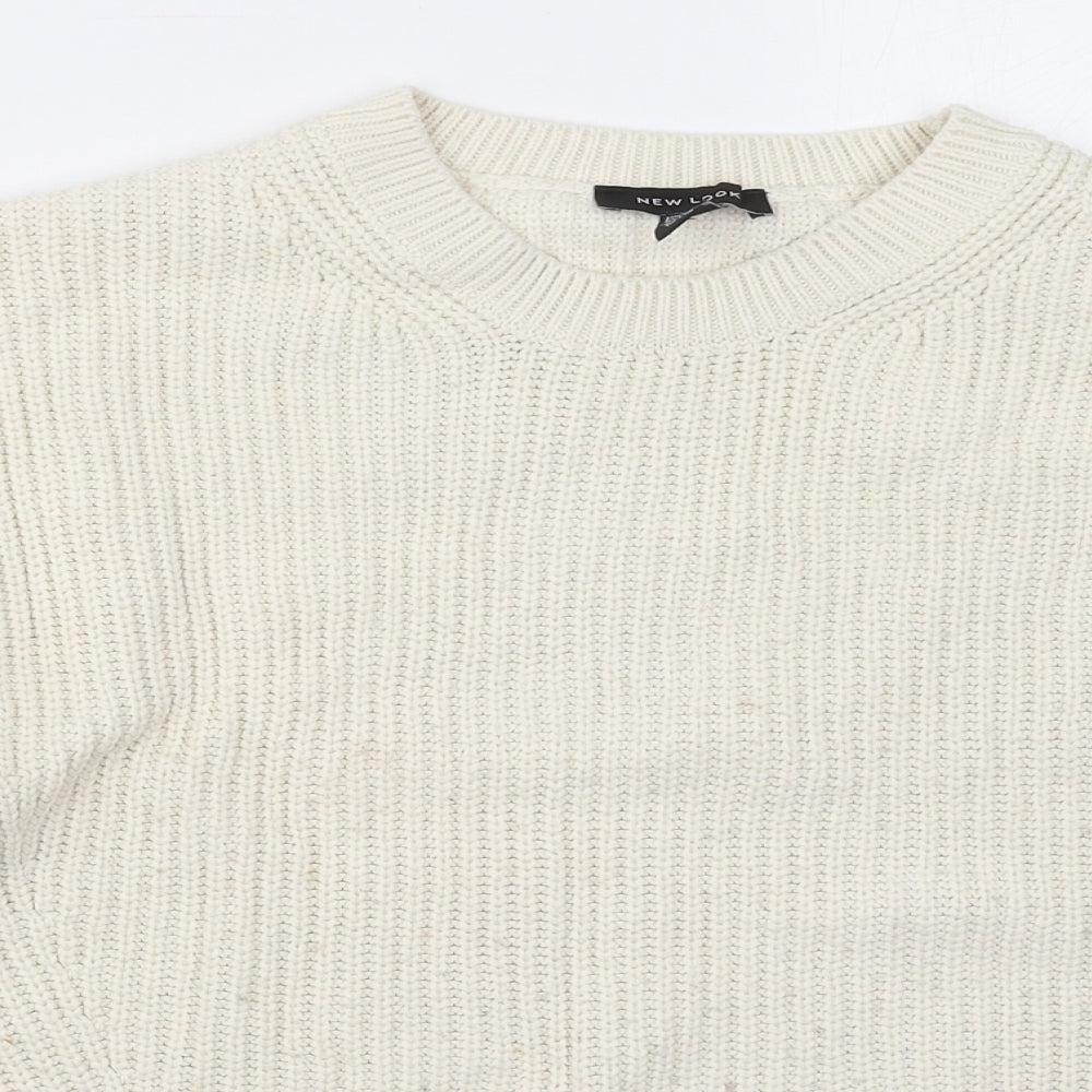 New Look Womens Ivory Crew Neck  Acrylic Pullover Jumper Size S