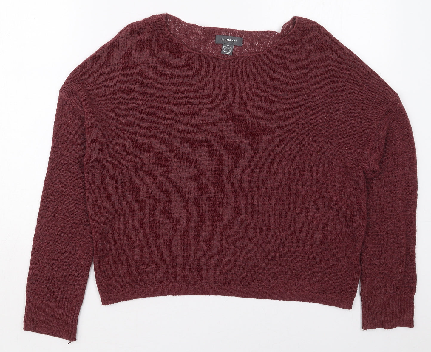 Primark Womens Red Boat Neck  Acrylic Pullover Jumper Size 6   - Burgundy