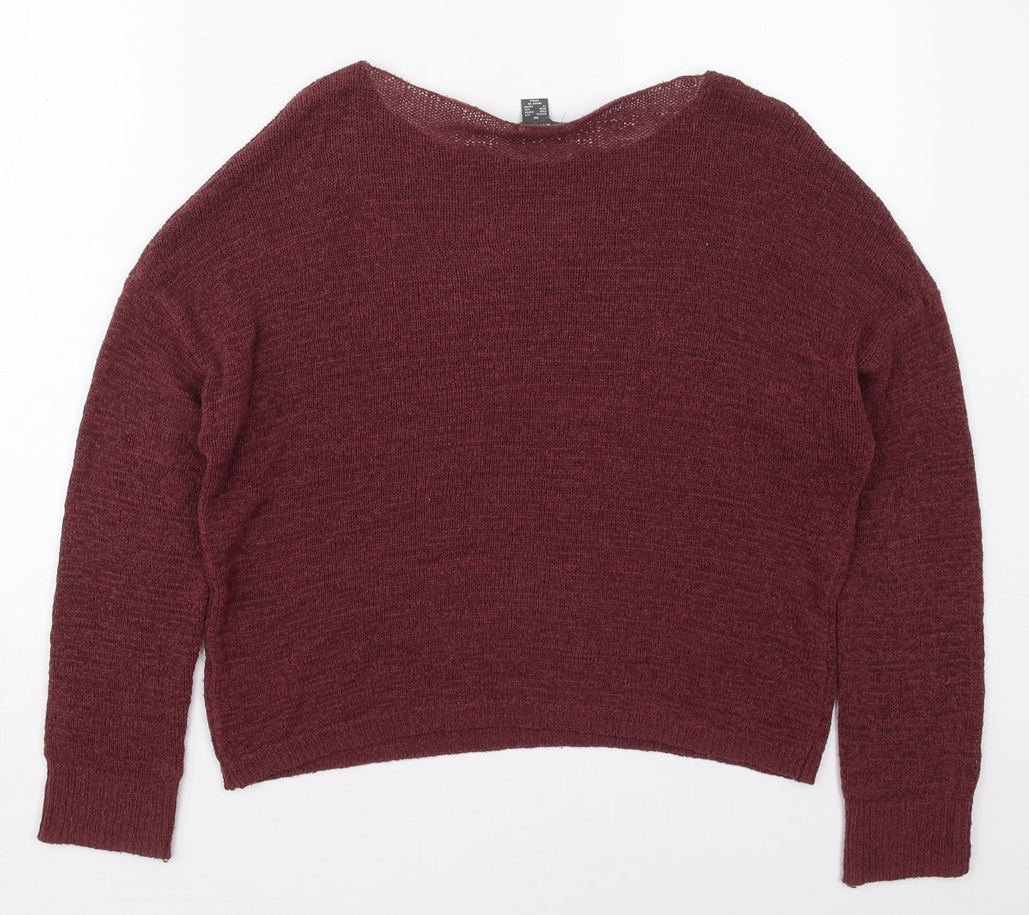 Primark Womens Red Boat Neck  Acrylic Pullover Jumper Size 6   - Burgundy