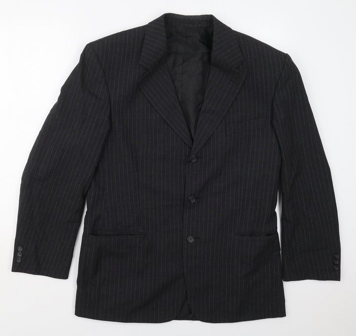 C&A Mens Grey Striped Wool Jacket Suit Jacket Size 42