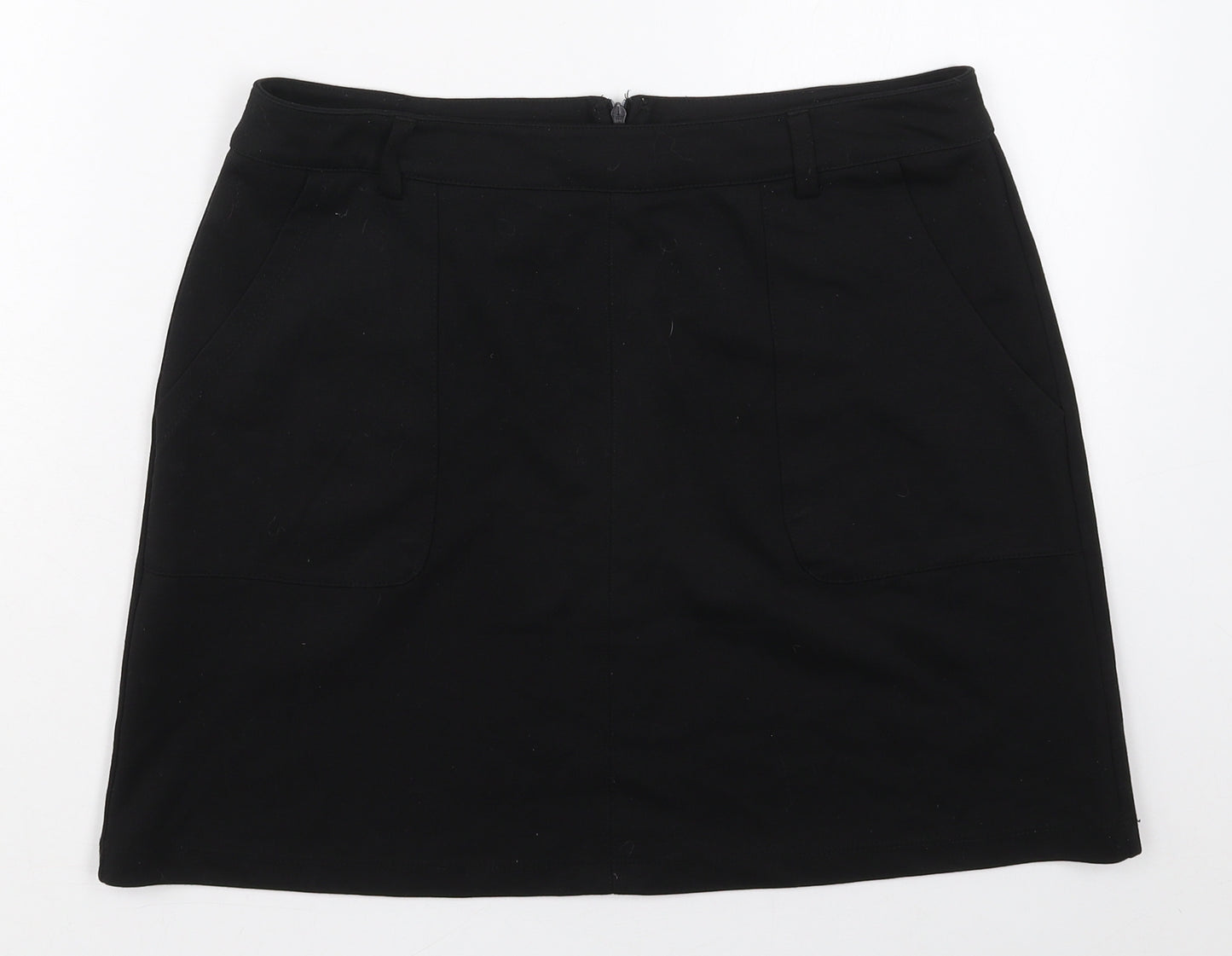 New Look Womens Black  Polyester Mini Skirt Size 12   Zip