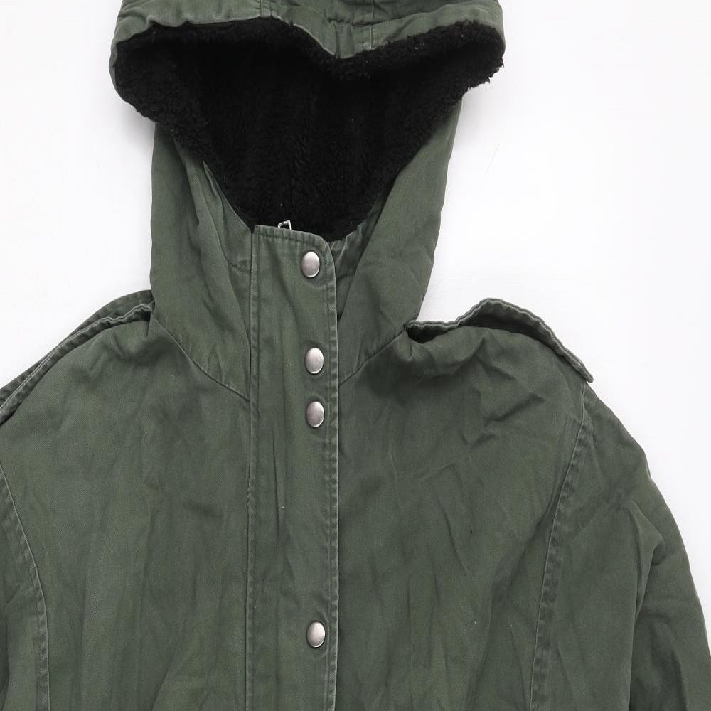 Sparkle & Fade Womens Green   Parka Coat Size M  Zip
