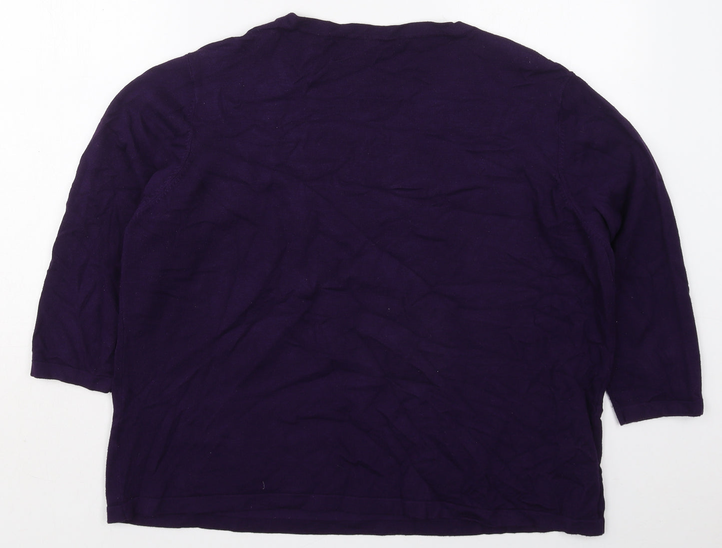 Bonmarché Womens Purple Round Neck  Viscose Pullover Jumper Size XL