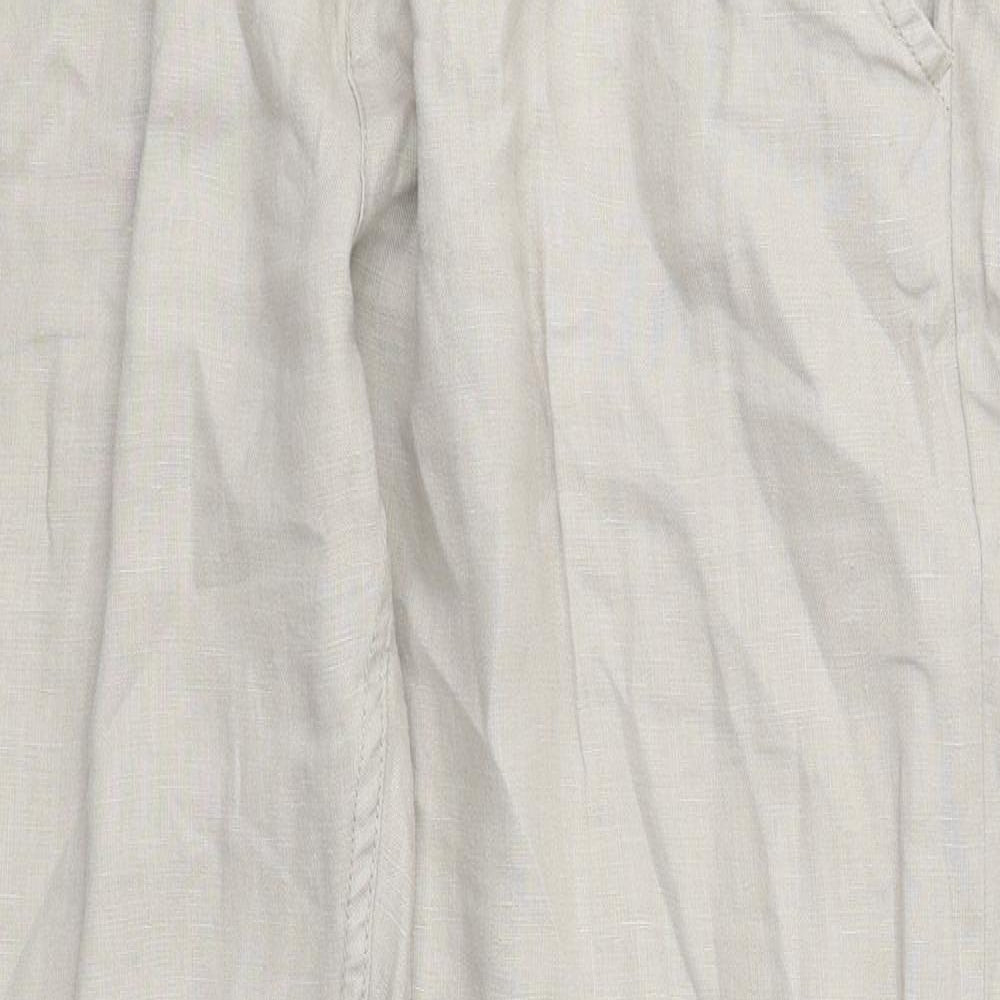 NEXT Mens Beige  Linen Trousers  Size 36 L31 in Regular Button