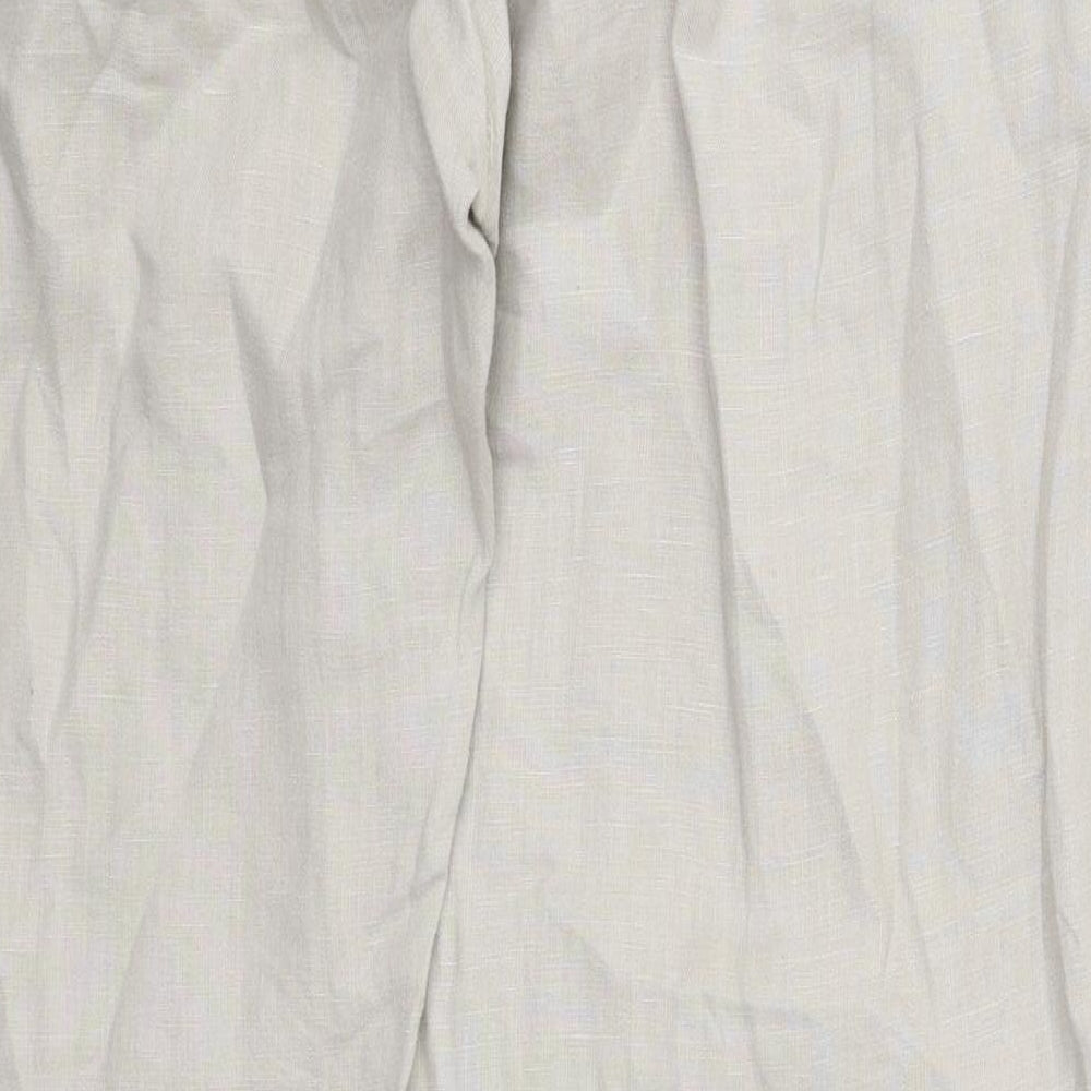 NEXT Mens Beige  Linen Trousers  Size 36 L31 in Regular Button