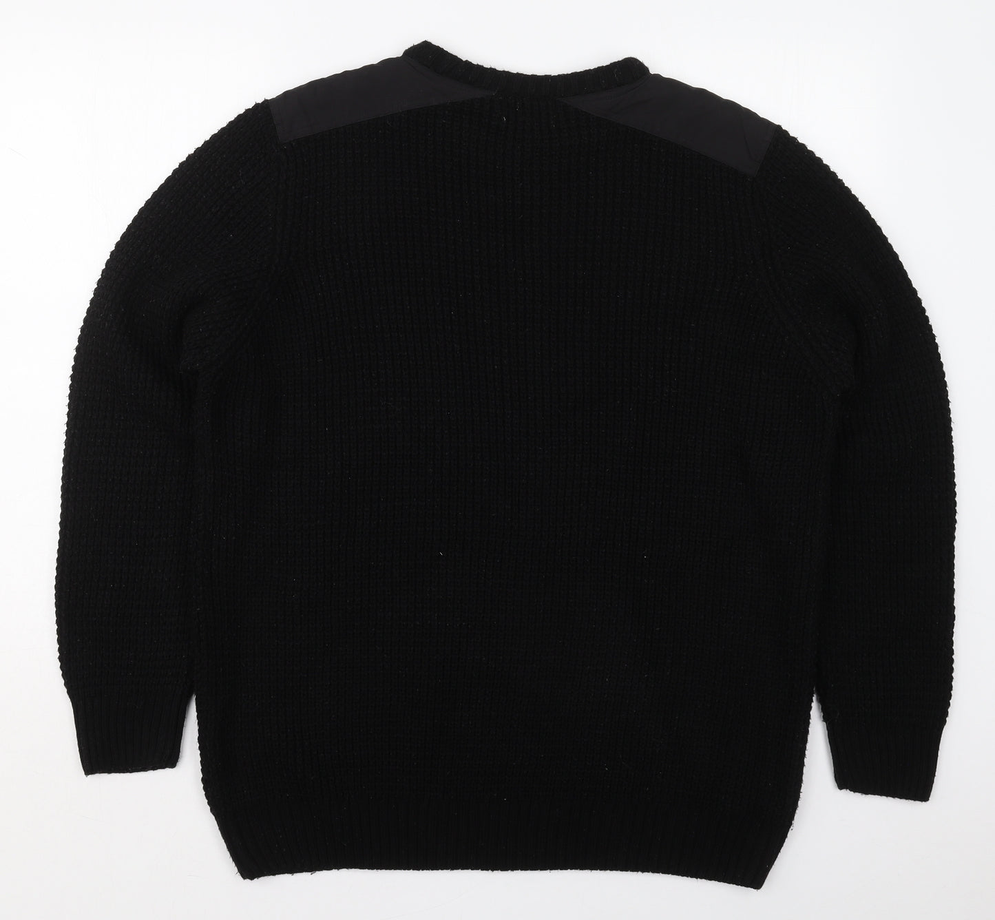 George Mens Black Crew Neck  Acrylic Pullover Jumper Size XL