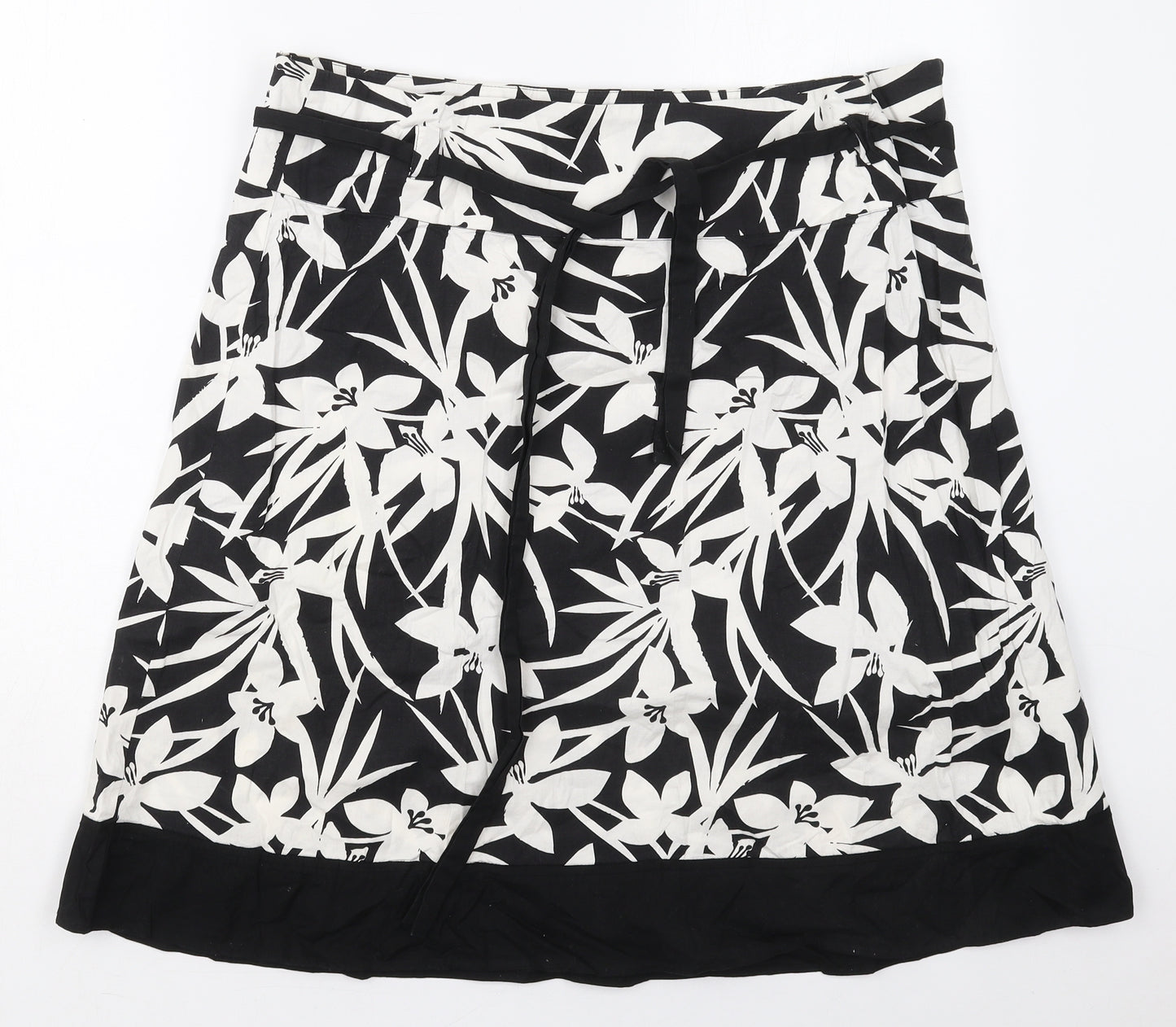 New Look Womens Black Floral Cotton Skater Set Size 16   Zip