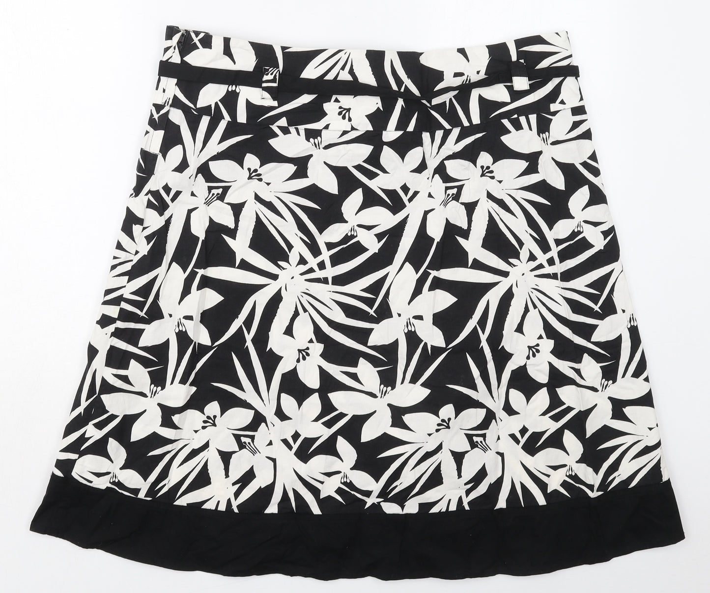 New Look Womens Black Floral Cotton Skater Set Size 16   Zip