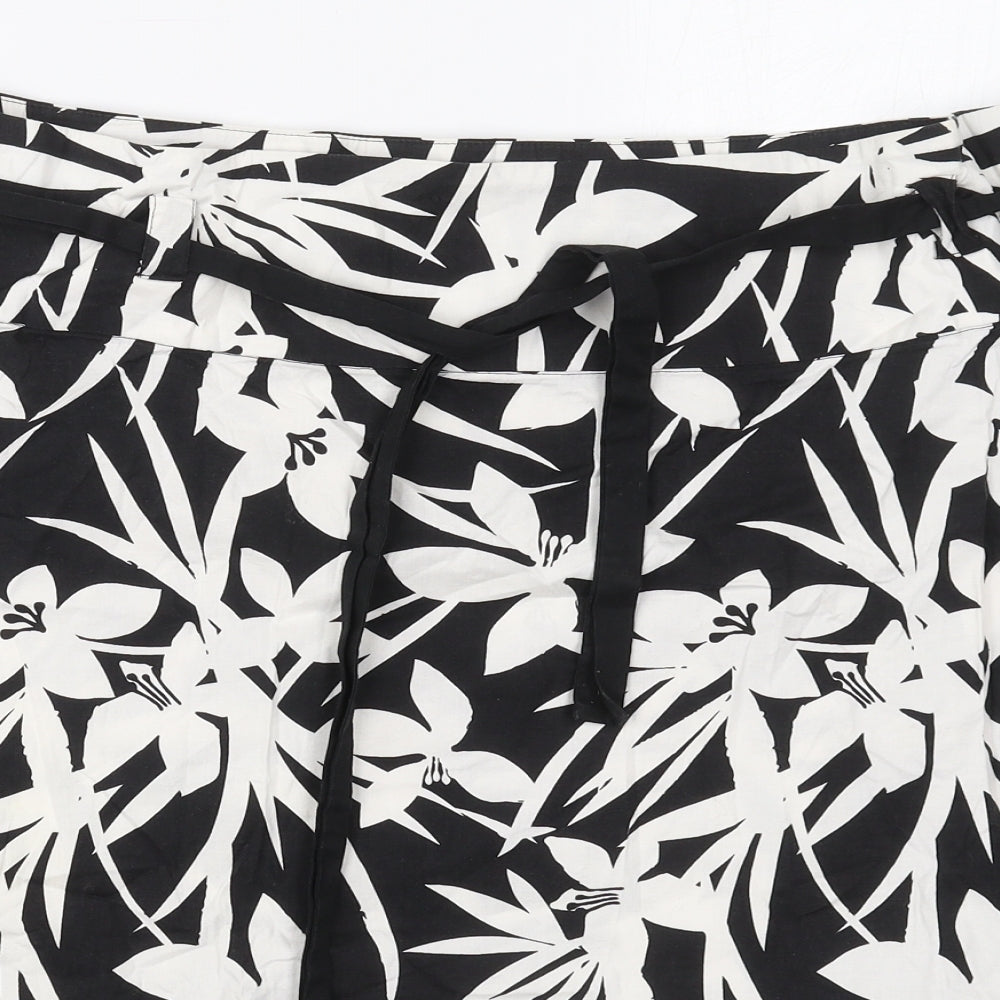 New Look Womens Black Floral Cotton Skater Set Size 16   Zip