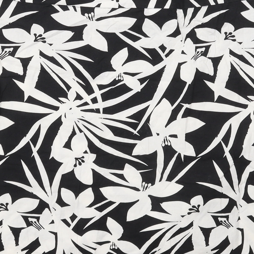 New Look Womens Black Floral Cotton Skater Set Size 16   Zip