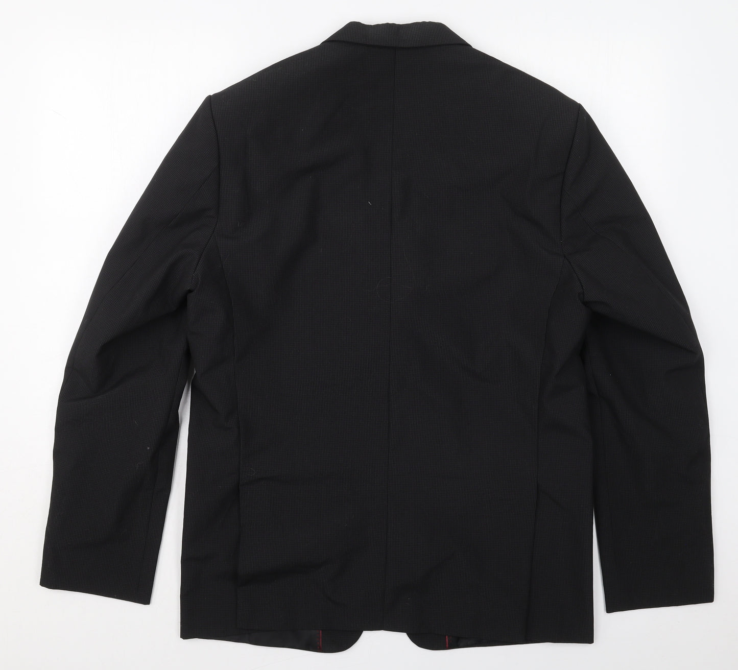 Preworn Mens Black Check Polyester Jacket Suit Jacket Size 40