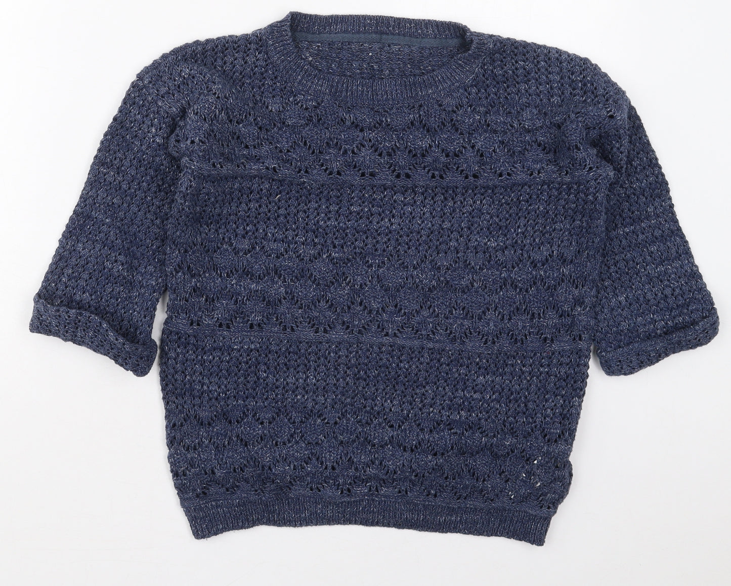 Fat Face Womens Blue Crew Neck  Cotton Pullover Jumper Size S