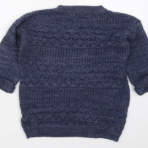 Fat Face Womens Blue Crew Neck  Cotton Pullover Jumper Size S