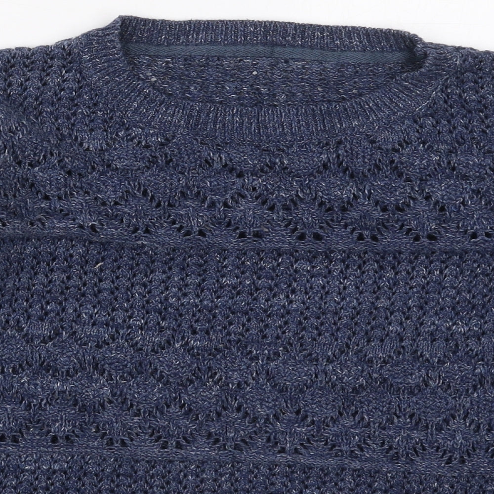Fat Face Womens Blue Crew Neck  Cotton Pullover Jumper Size S