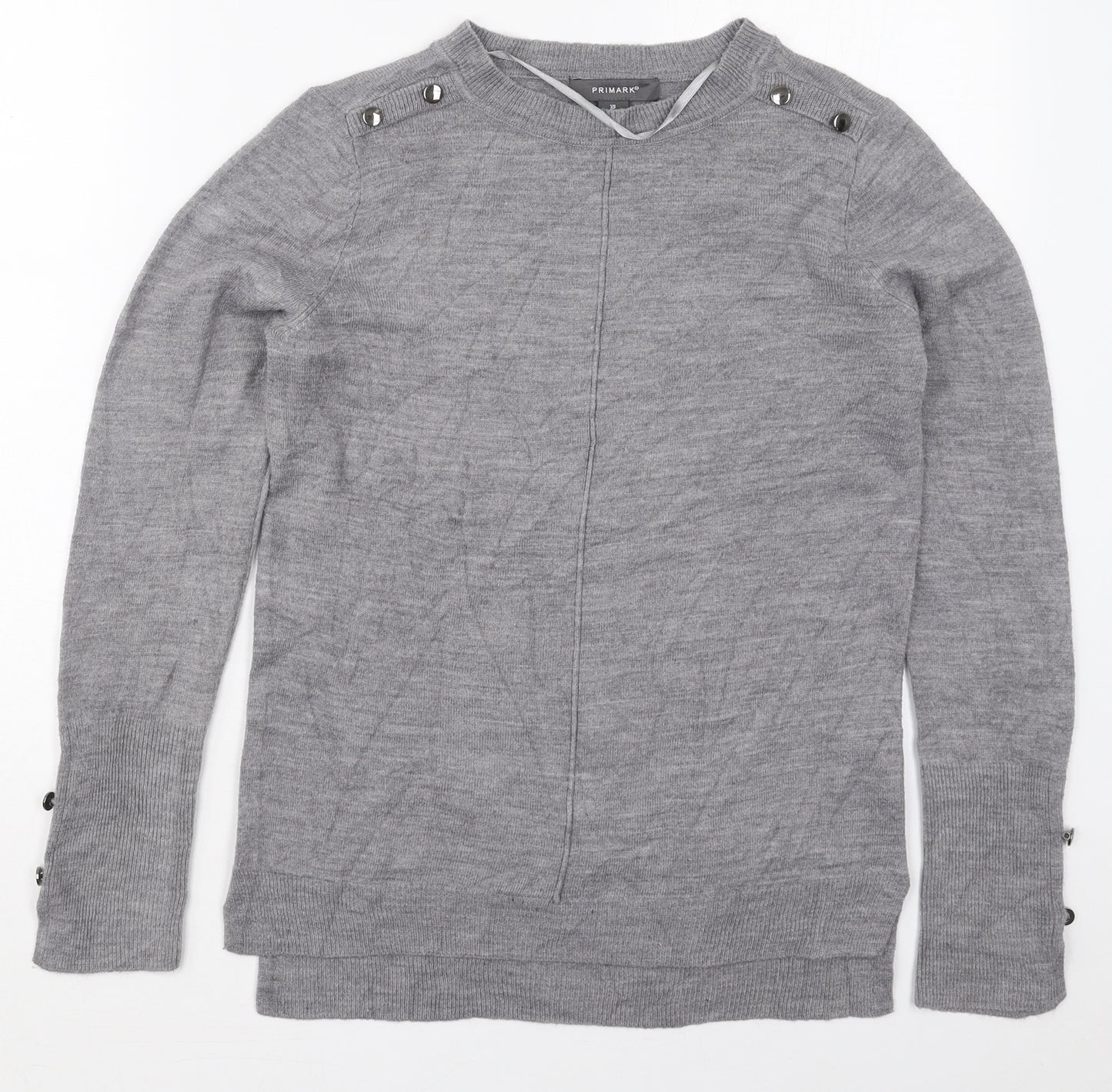 Primark Womens Grey Crew Neck  Acrylic Pullover Jumper Size 6