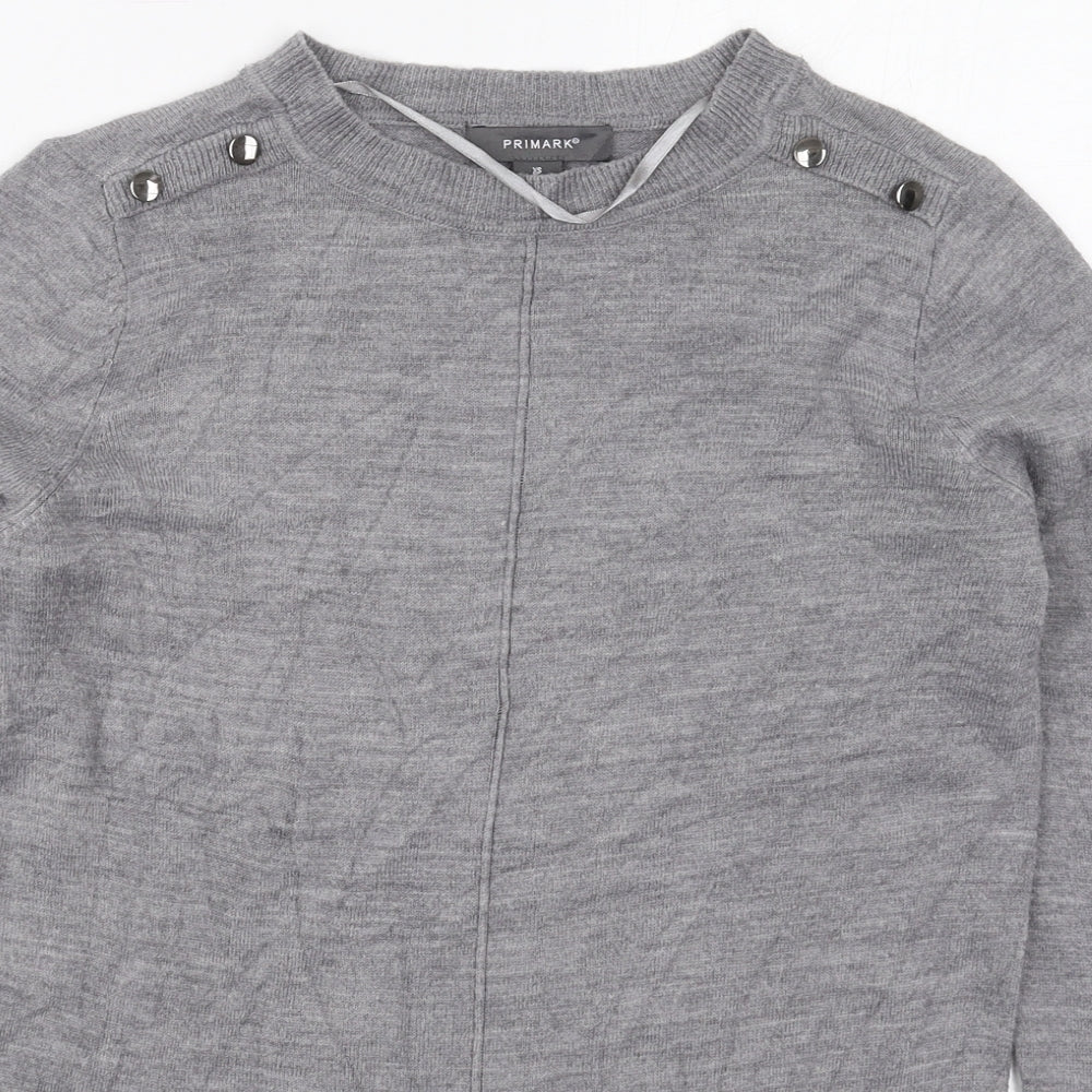 Primark Womens Grey Crew Neck  Acrylic Pullover Jumper Size 6