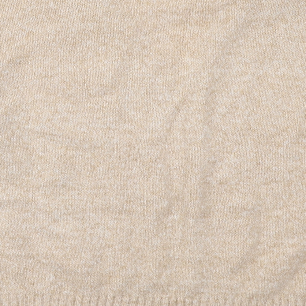 SheIn Womens Beige Collared  Acrylic Pullover Jumper Size L