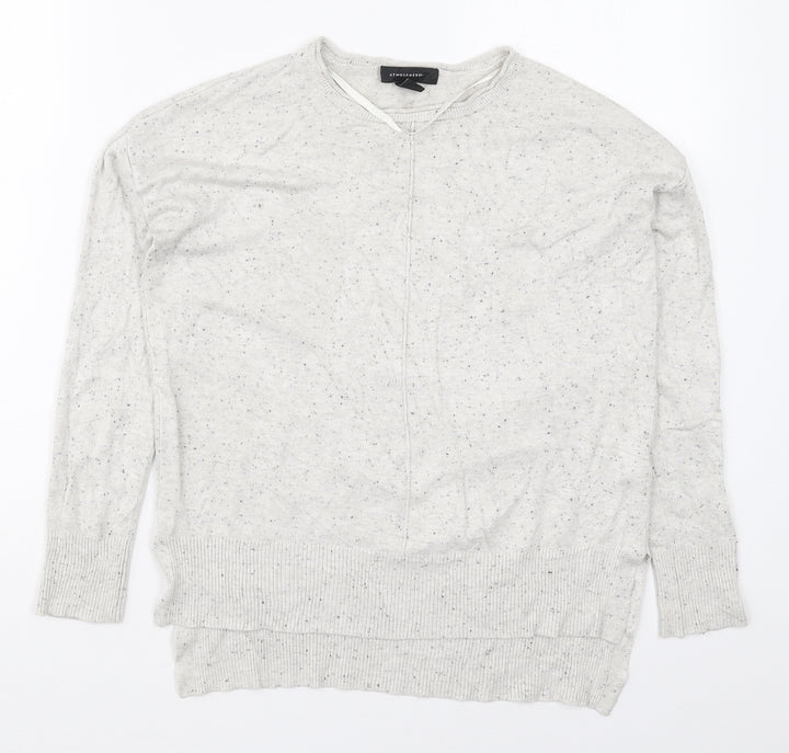 Atmosphere Womens Grey Round Neck Viscose Pullover Jumper Size 8