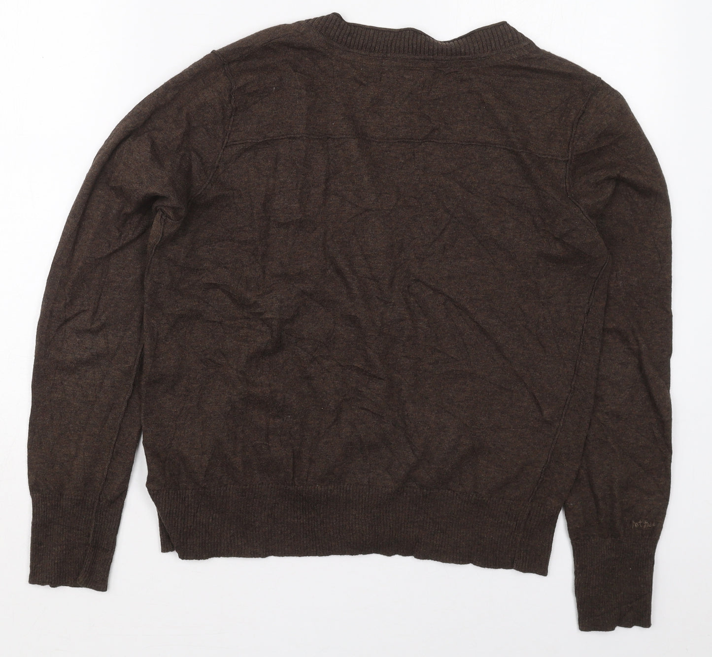 Fat Face Womens Brown Round Neck  Cotton Cardigan Jumper Size 14