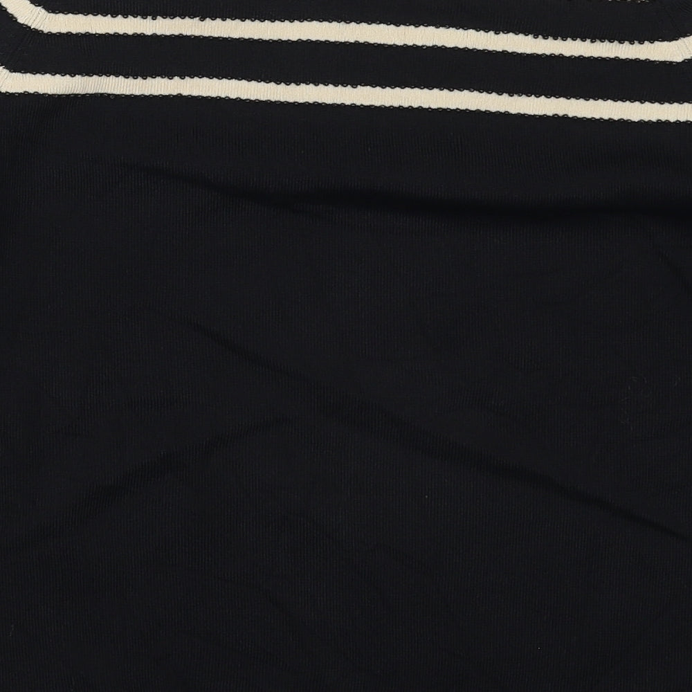 Wallis Womens Black Square Neck Striped Viscose Pullover Jumper Size 18
