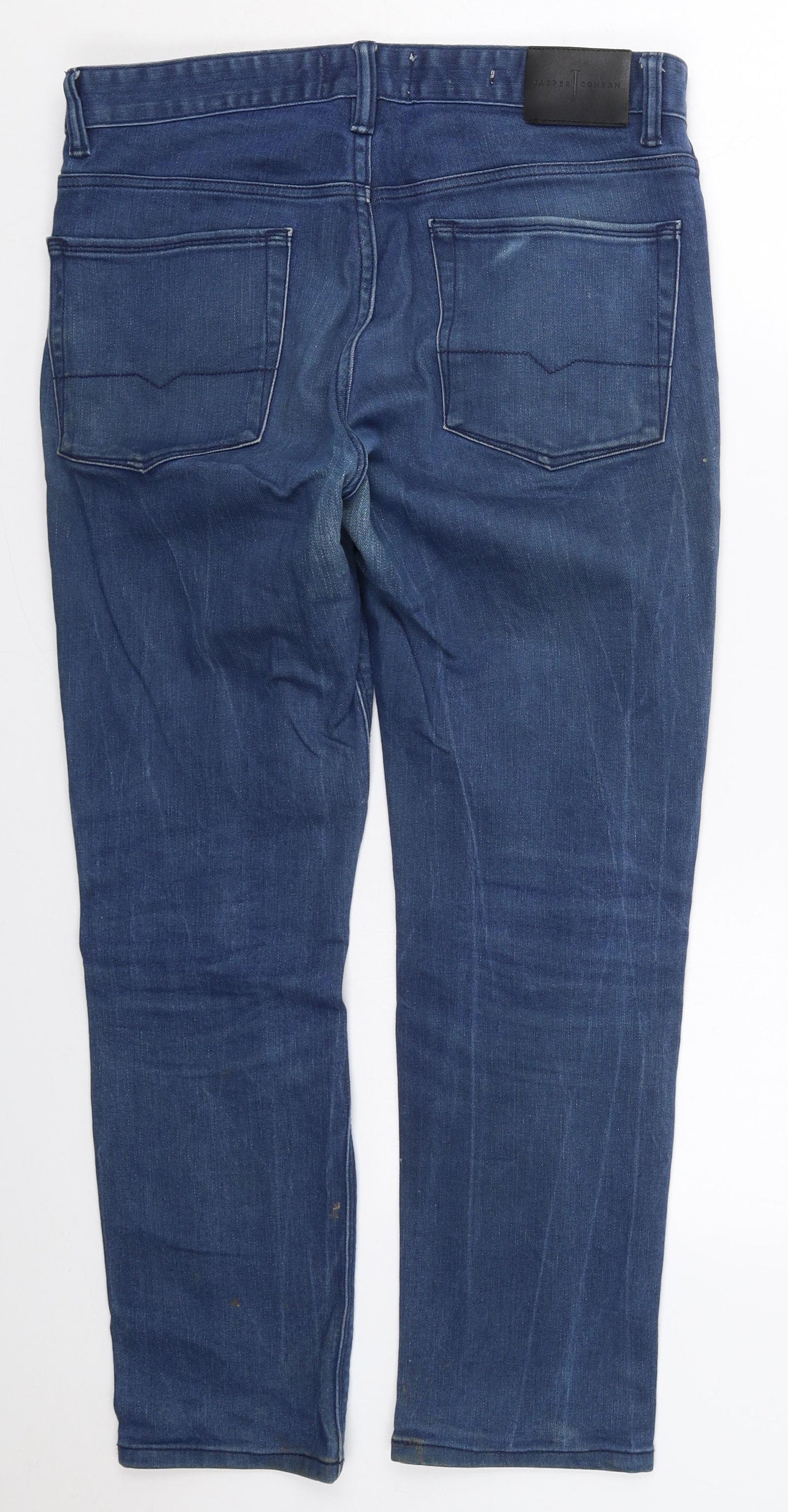 Jasper Conran Mens Blue  Cotton Skinny Jeans Size 32 L27 in Regular Button