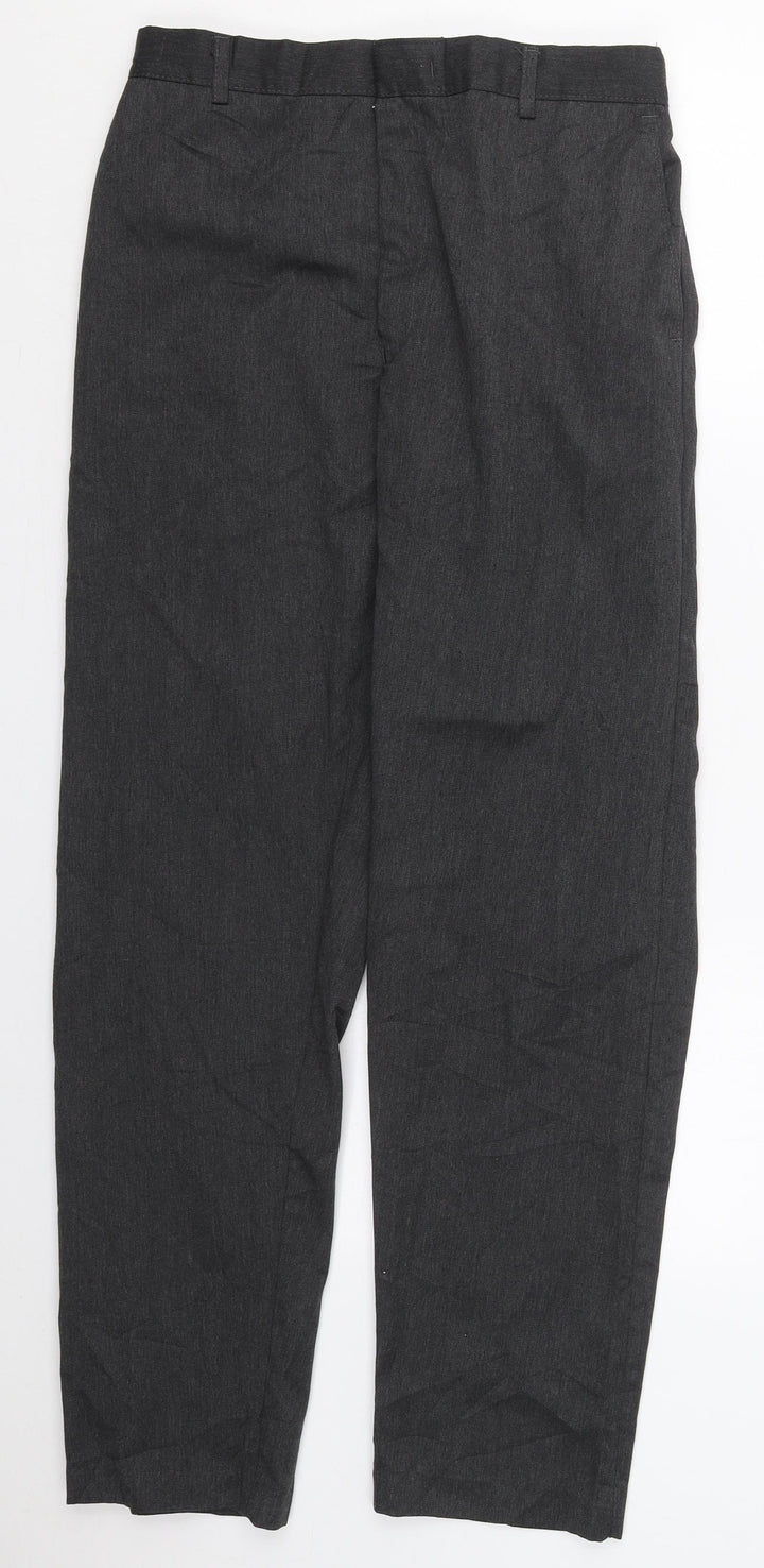 Preworn Mens Grey Polyester Trousers Size 30 L29 in Regular Hook & Eye
