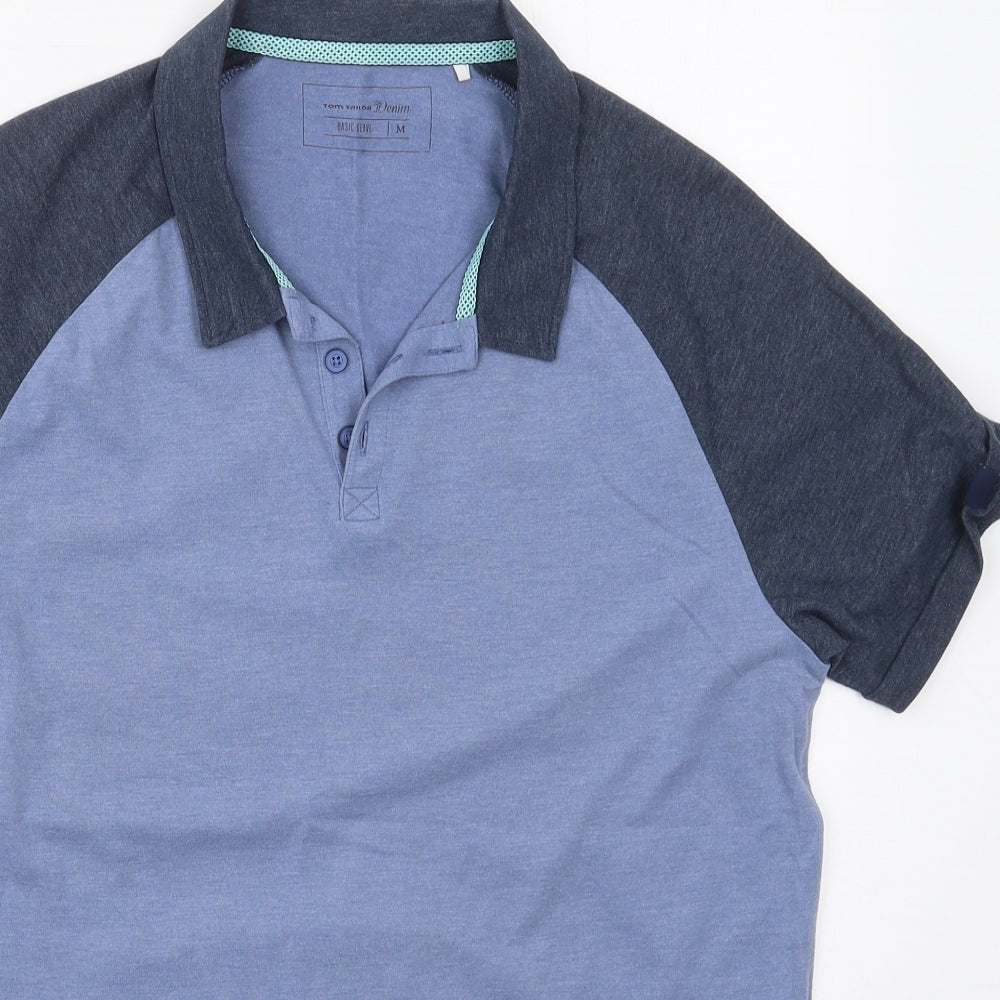 TOM TAILOR Mens Blue  Cotton  Polo Size M Collared Pullover