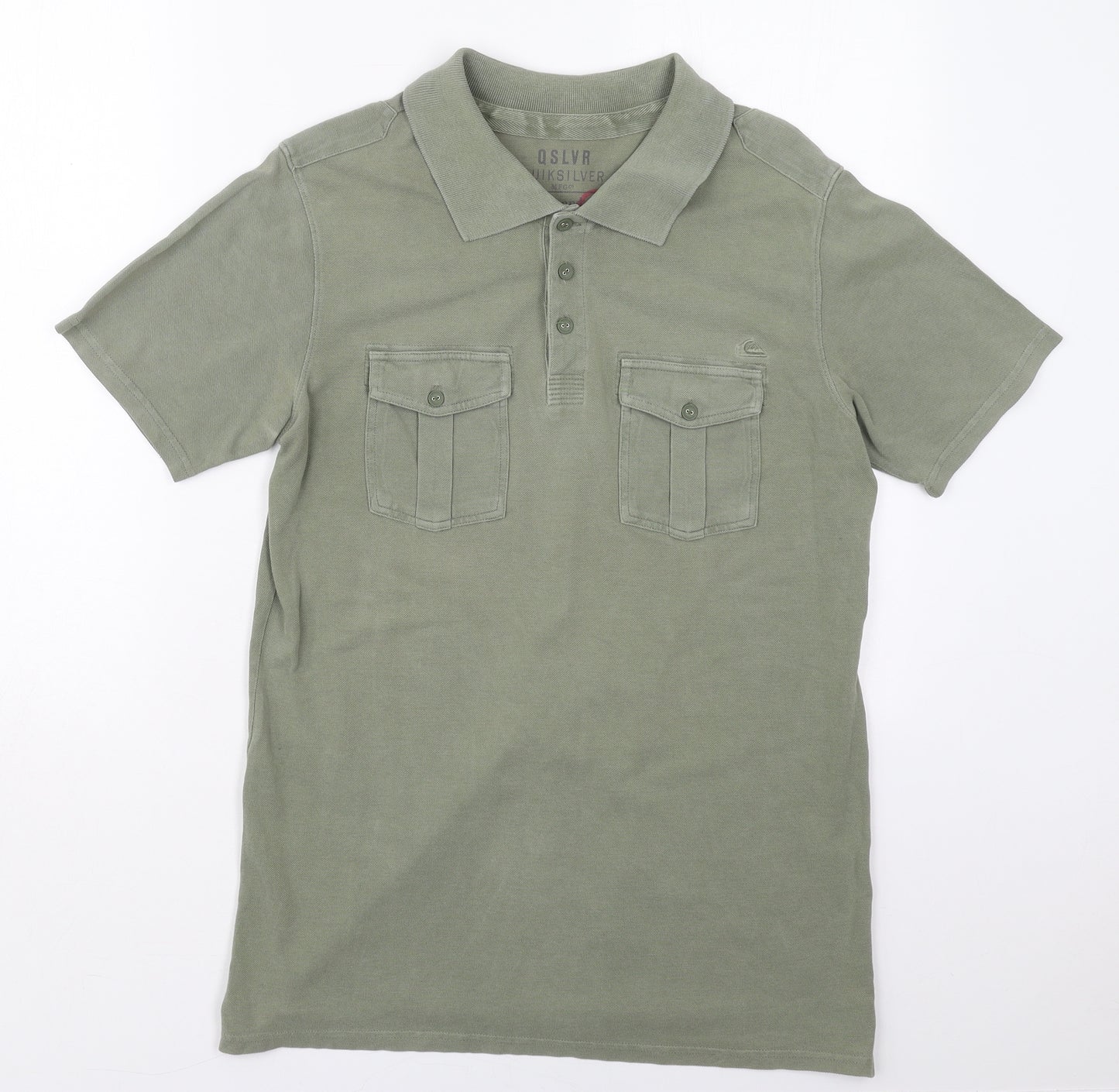 Quiksilver Mens Green  Cotton  Polo Size M Collared Pullover