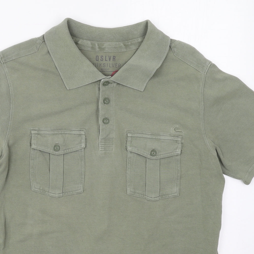 Quiksilver Mens Green  Cotton  Polo Size M Collared Pullover