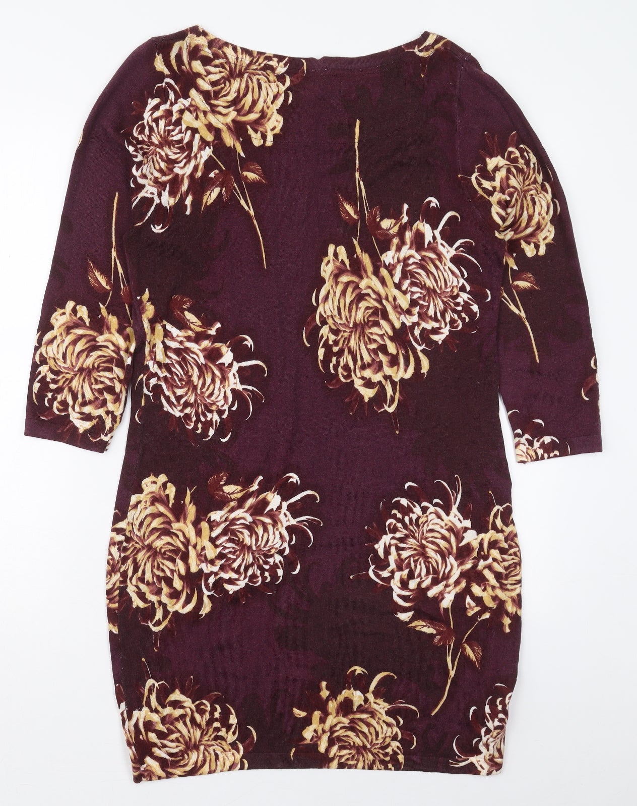 NEXT Womens Red Floral Cotton Jumper Dress  Size 14  Boat Neck Pullover