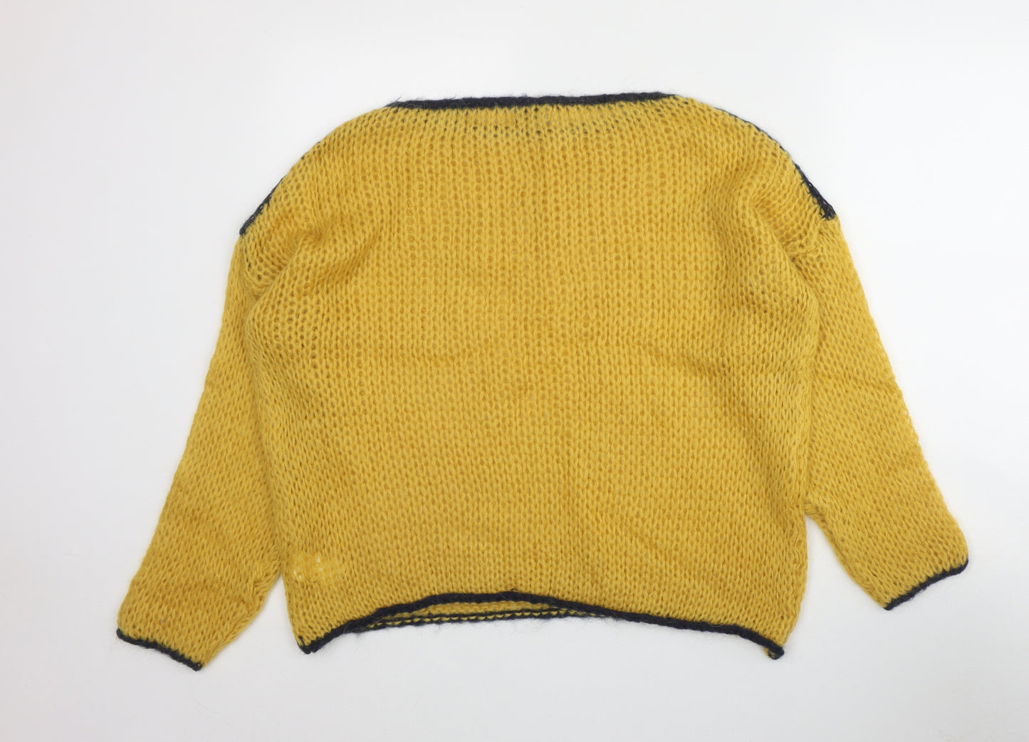 Love Womens Yellow Round Neck  Acrylic Pullover Jumper Size S