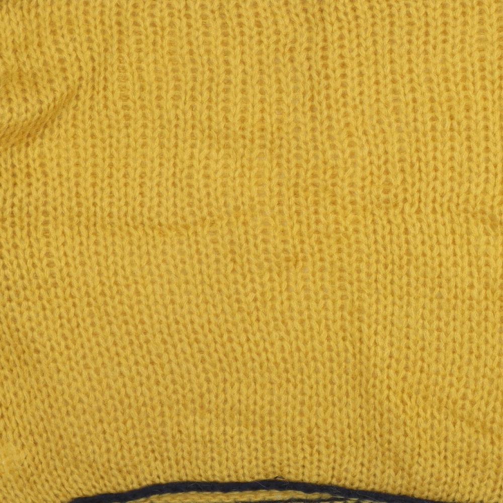 Love Womens Yellow Round Neck  Acrylic Pullover Jumper Size S