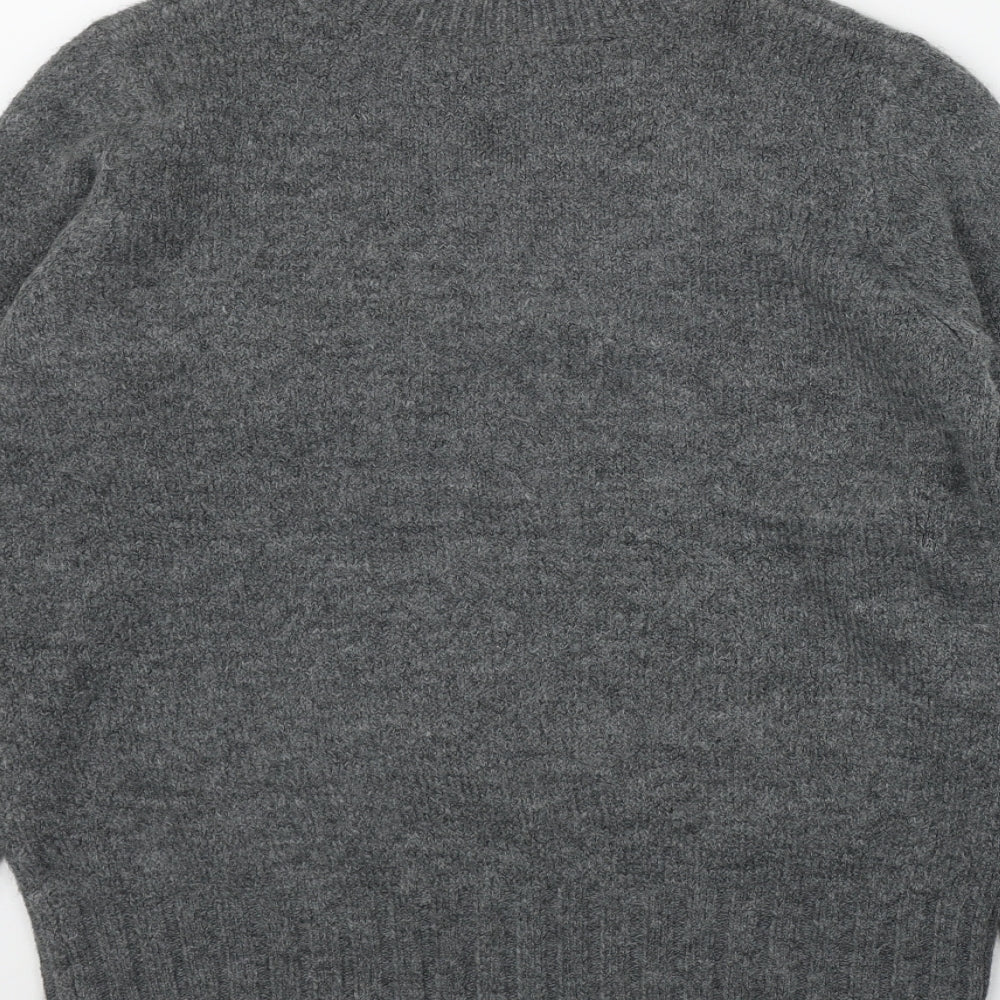 Bonmarché Womens Grey Round Neck  Acrylic Pullover Jumper Size 10   - Star