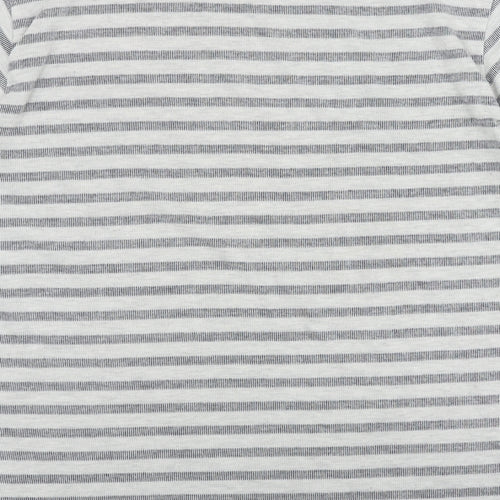 Primark Mens Grey Striped Polyester  T-Shirt Size L Round Neck