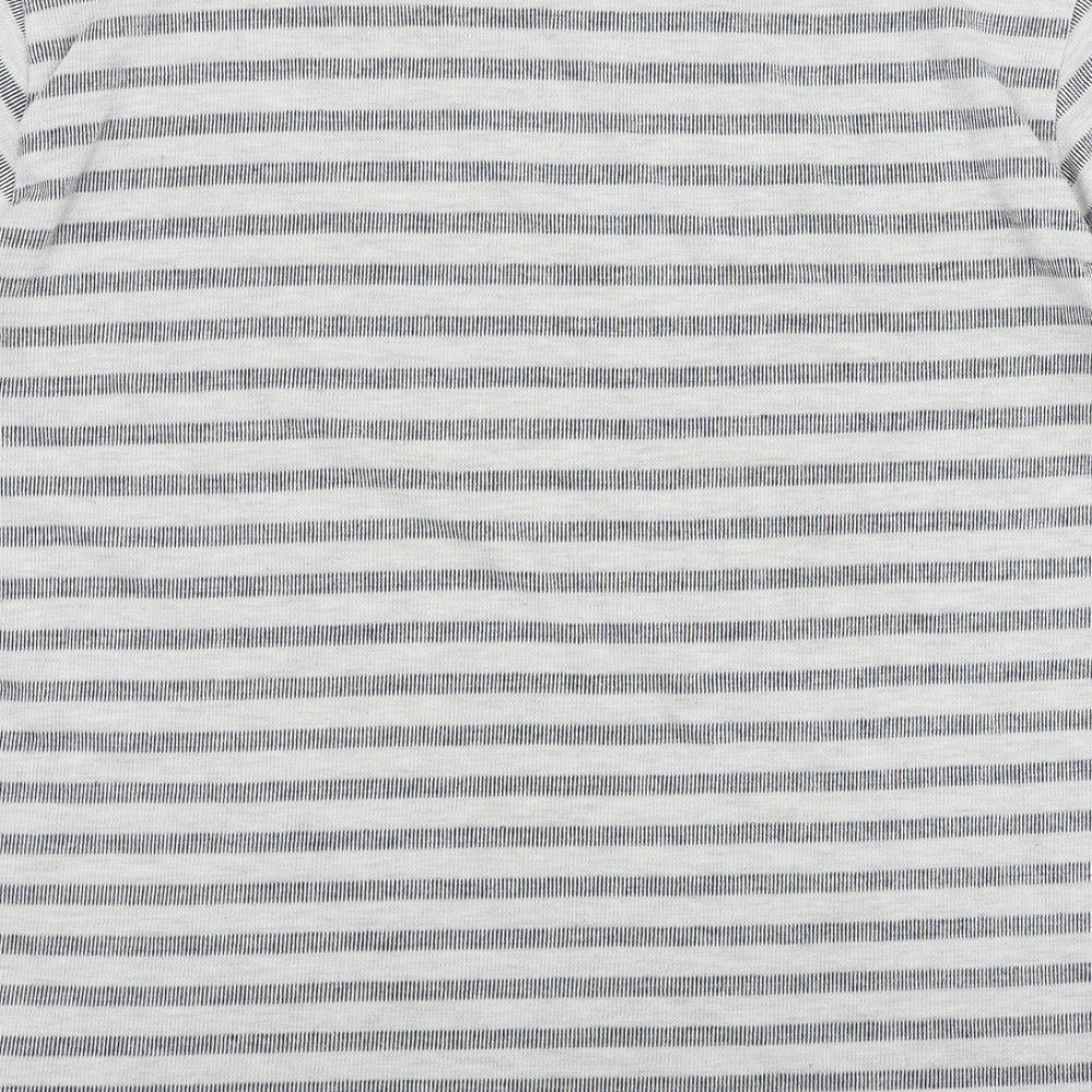 Primark Mens Grey Striped Polyester  T-Shirt Size L Round Neck