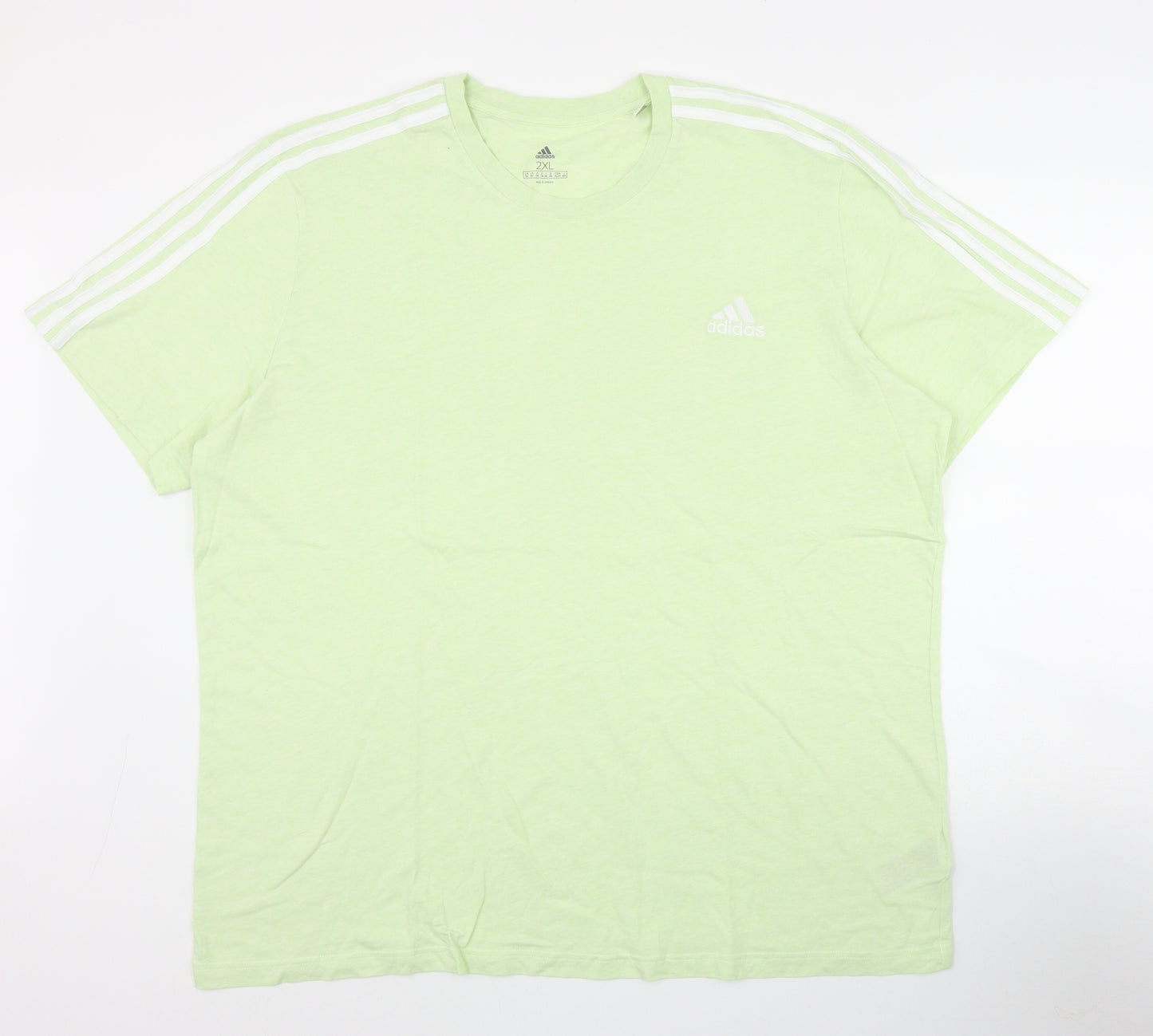 adidas Mens Green  Cotton  T-Shirt Size 2XL Round Neck