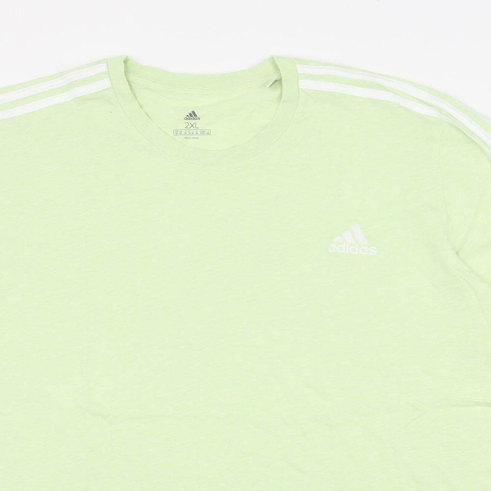 adidas Mens Green  Cotton  T-Shirt Size 2XL Round Neck