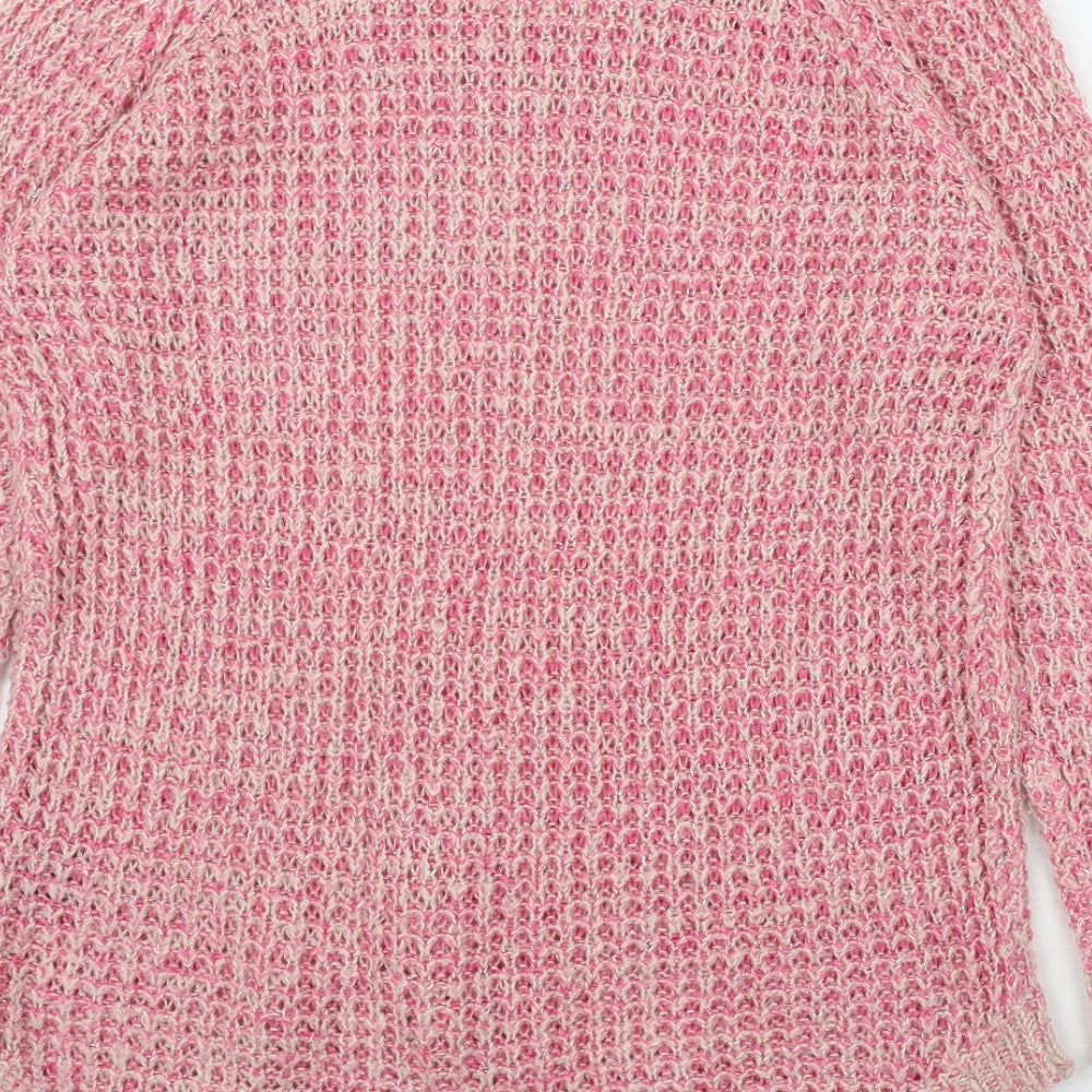 F&F Womens Pink Round Neck  Acrylic Pullover Jumper Size 10