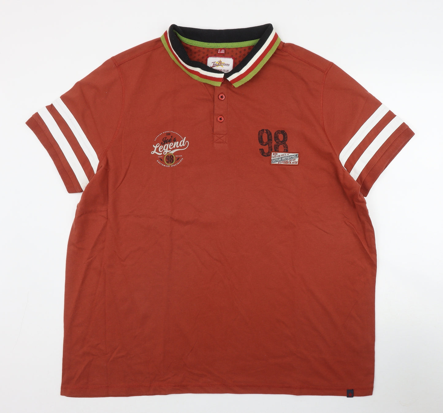 Joe Browns Mens Brown  Cotton  Polo Size 2XL Collared Button